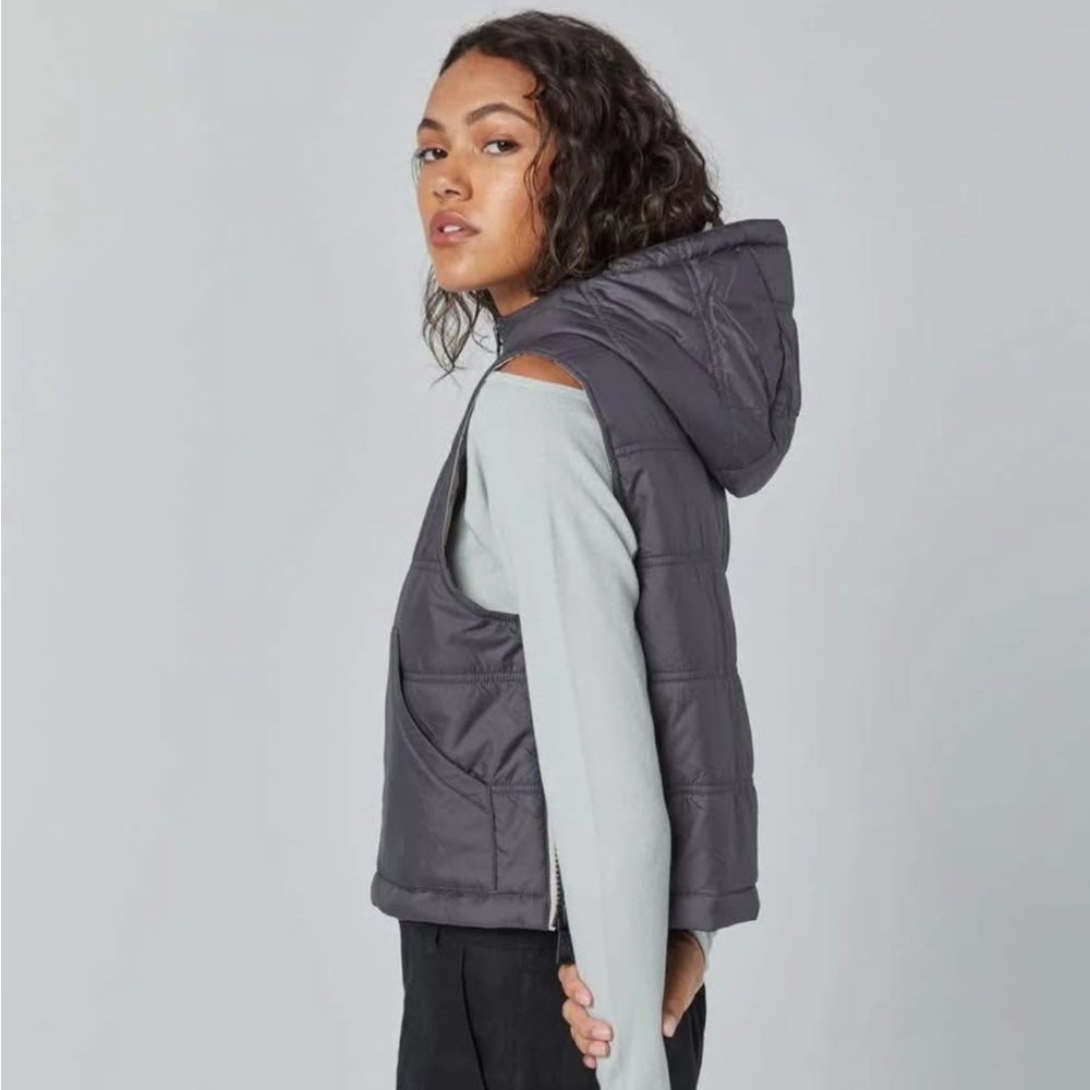 NWOT ALP N ROCK Morgan Dusky Blue Full Zip Hooded Quilted Puffer Vest M